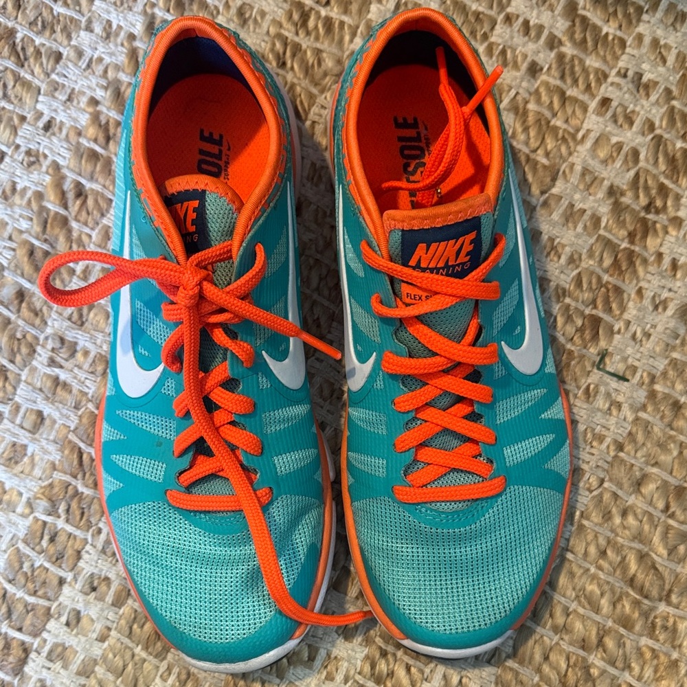 Nike Turquoise and Orange Sneakers